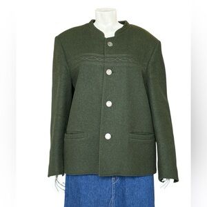 Vintage Bavaria Forest Green Wool Jacket Size Small/ Medium Classic Structured